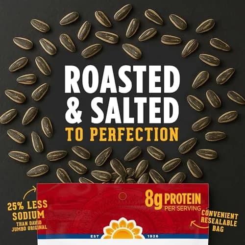 David Reduced Sodium Sunflower Seeds, 16 oz. | Classic flavor with 25% less sodium, gluten-free, travel snack thumbnail 3