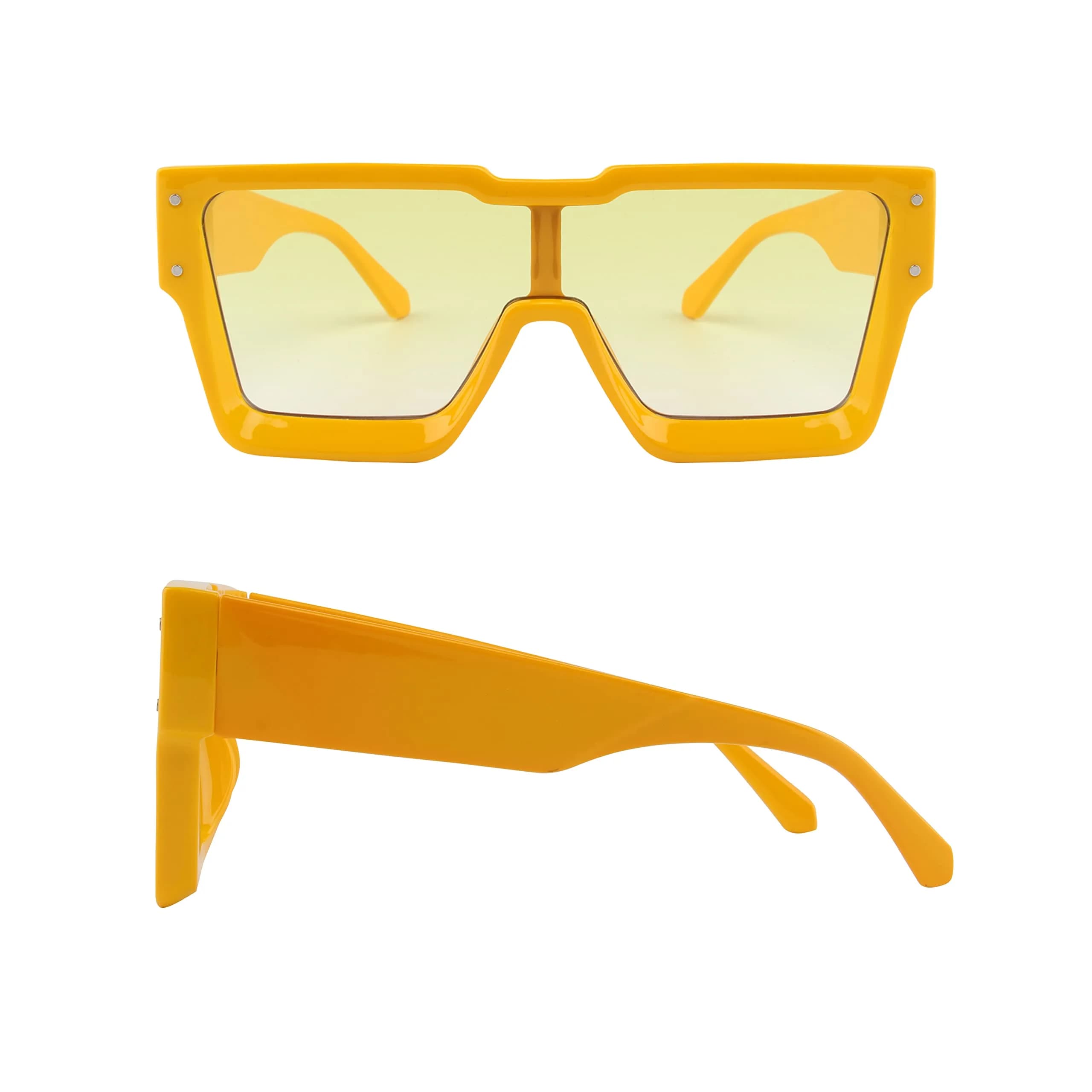 KENBO Oversized Yellow Frame & Yellow Lens Square Sunglasses for Women Men | UV400 Polarized - view 3