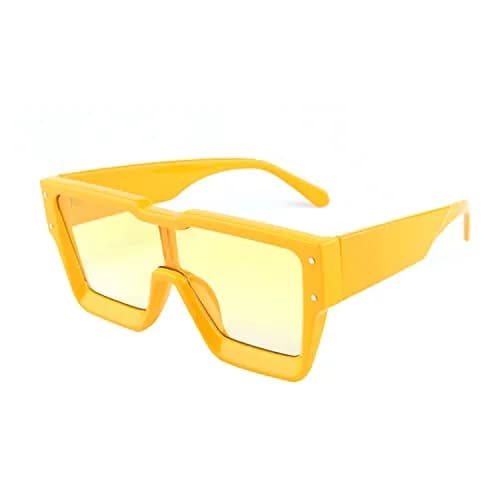 KENBO Oversized Square Sunglasses for Women Men, Rimless Shield Style | UV400 Polarized Protection — Yellow Frame - Yellow Lens