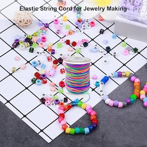 LUSTEMBER Rainbow Elastic Beading Cord 1mm, 330 Feet (100m) | Sturdy & Flexible for Jewelry Making thumbnail 6