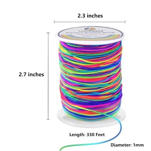 LUSTEMBER Rainbow Elastic Beading Cord 1mm, 330 Feet (100m) | Sturdy & Flexible for Jewelry Making thumbnail 2