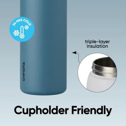 Owala FreeSip Insulated Stainless Steel Water Bottle 32 oz (946ml) Denim | Keeps Drinks Cold 24 Hours thumbnail 4