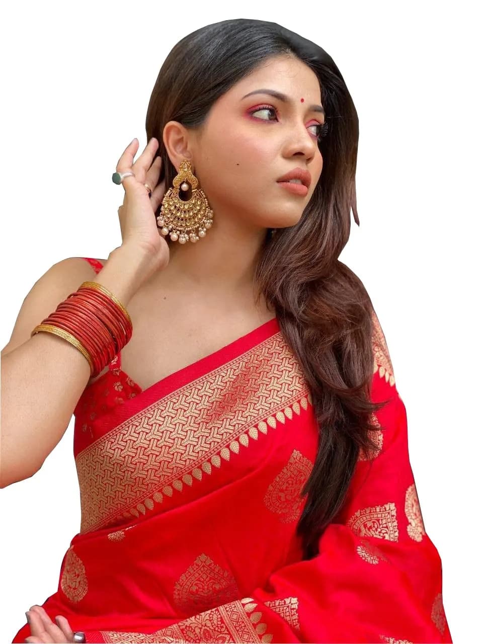 Avantika Fashion Kanjivaram Soft Pure Silk Banarasi Saree With Blouse Piece, Brown, 5.3m Length | Authentic Indian Weave — Red