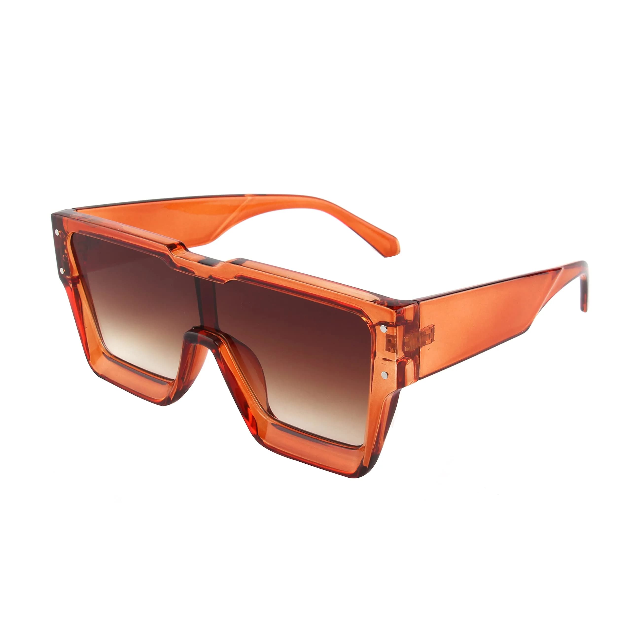 KENBO Oversized Brown Frame Gradient Brown Lens Square Sunglasses for Women Men - main product image