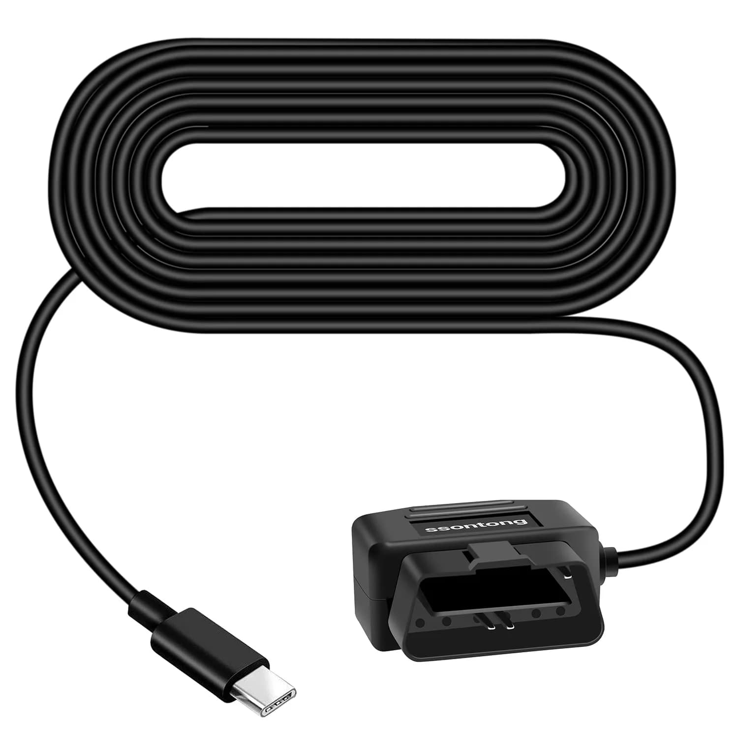 ssontong OBD Dash Cam Power Cable Type-C USB Hardwire Kit ACC Mode with Switch 3.5m (11.5 ft) | Dual Mode Parking Surveillance — Type C USB Port