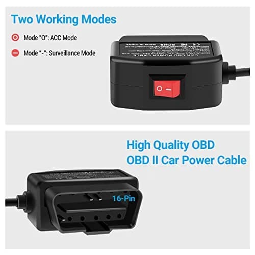 ssontong OBD Dash Cam Power Cable Type-C USB Hardwire Kit ACC Mode with Switch 3.5m (11.5 ft) | Dual Mode Parking Surveillance thumbnail 2