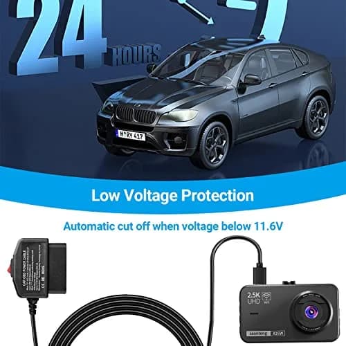 ssontong OBD Dash Cam Power Cable Type-C USB Hardwire Kit ACC Mode with Switch 3.5m (11.5 ft) | Dual Mode Parking Surveillance thumbnail 3