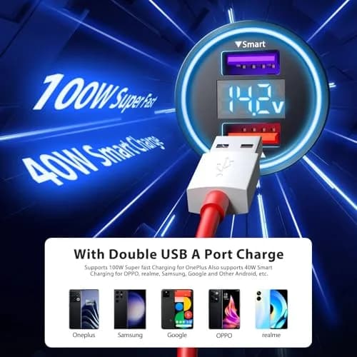 ASKUBSKU Car Charger for SuperVooc 100W 80W | Fast Charging for OnePlus 13 15 13R 12R 12 11 thumbnail 2