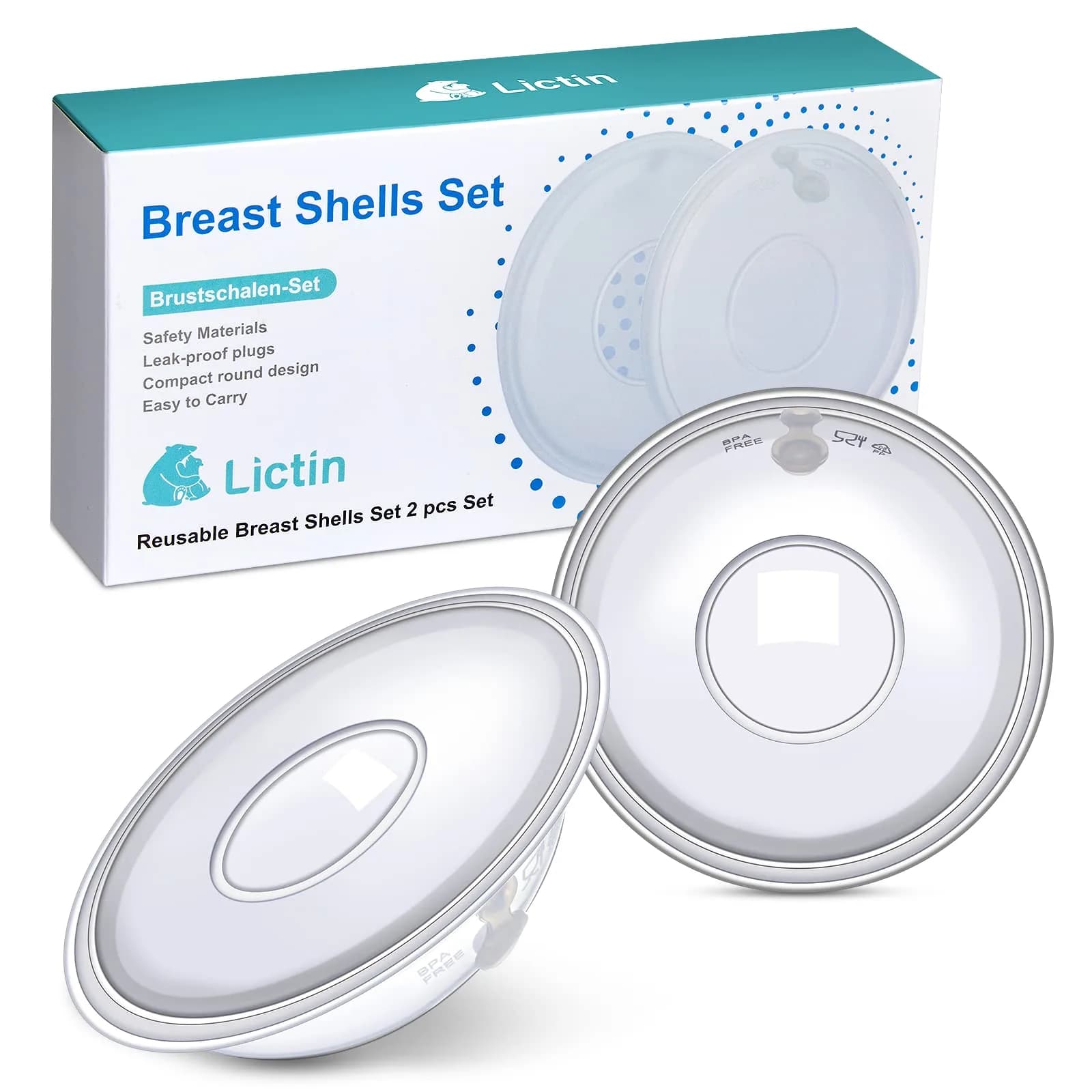 Lictin Breast Milk Collector & Nipple Shields, 60ml Capacity | USA-Imported for Breastfeeding Moms - main product image
