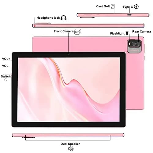 IWEGGO Android 15 Tablet 10.1 Inch 12GB RAM 64GB ROM 1TB Expansion Pink | Quad-core Processor, 1280x800 HD Touchscreen, 2-in-1 with Keyboard, Mouse, Stylus thumbnail 7