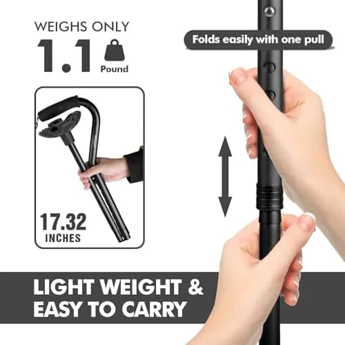 GPTCAMP Quad Base Walking Cane 79-92cm (31"-36") | Self-Standing, 140kg Capacity, Offset Grip thumbnail 5