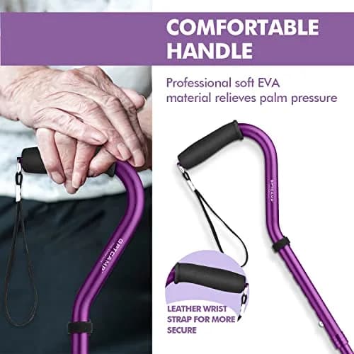 GPTCAMP Quad Base Walking Cane with Offset EVA Handle & Self-Standing Feature | 1.1 lbs Lightweight, 300 lbs Capacity, Adjustable 31"-36" thumbnail 4