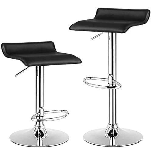 NAFORT Modern Backless Chrome Hydraulic Counter Bar Stools Set of 2 | Swivel Adjustable PU Leather Seats thumbnail 1