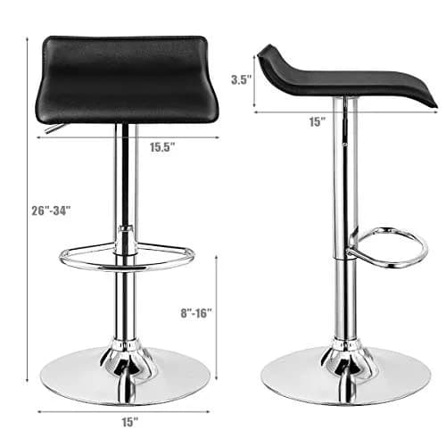 NAFORT Modern Backless Chrome Hydraulic Counter Bar Stools Set of 2 | Swivel Adjustable PU Leather Seats thumbnail 6