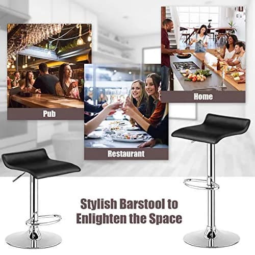 NAFORT Modern Backless Chrome Hydraulic Counter Bar Stools Set of 2 | Swivel Adjustable PU Leather Seats thumbnail 7