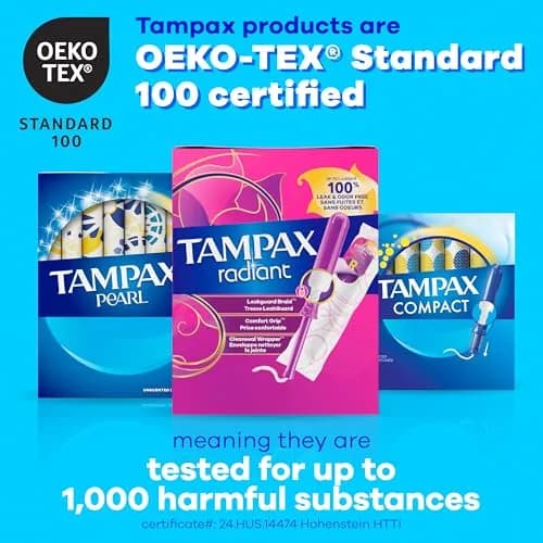 Tampax Pearl Tampons with Leak-Proof Braid, Lightweight/Regular/Super Absorbent, Unscented (Pack of 64) thumbnail 8