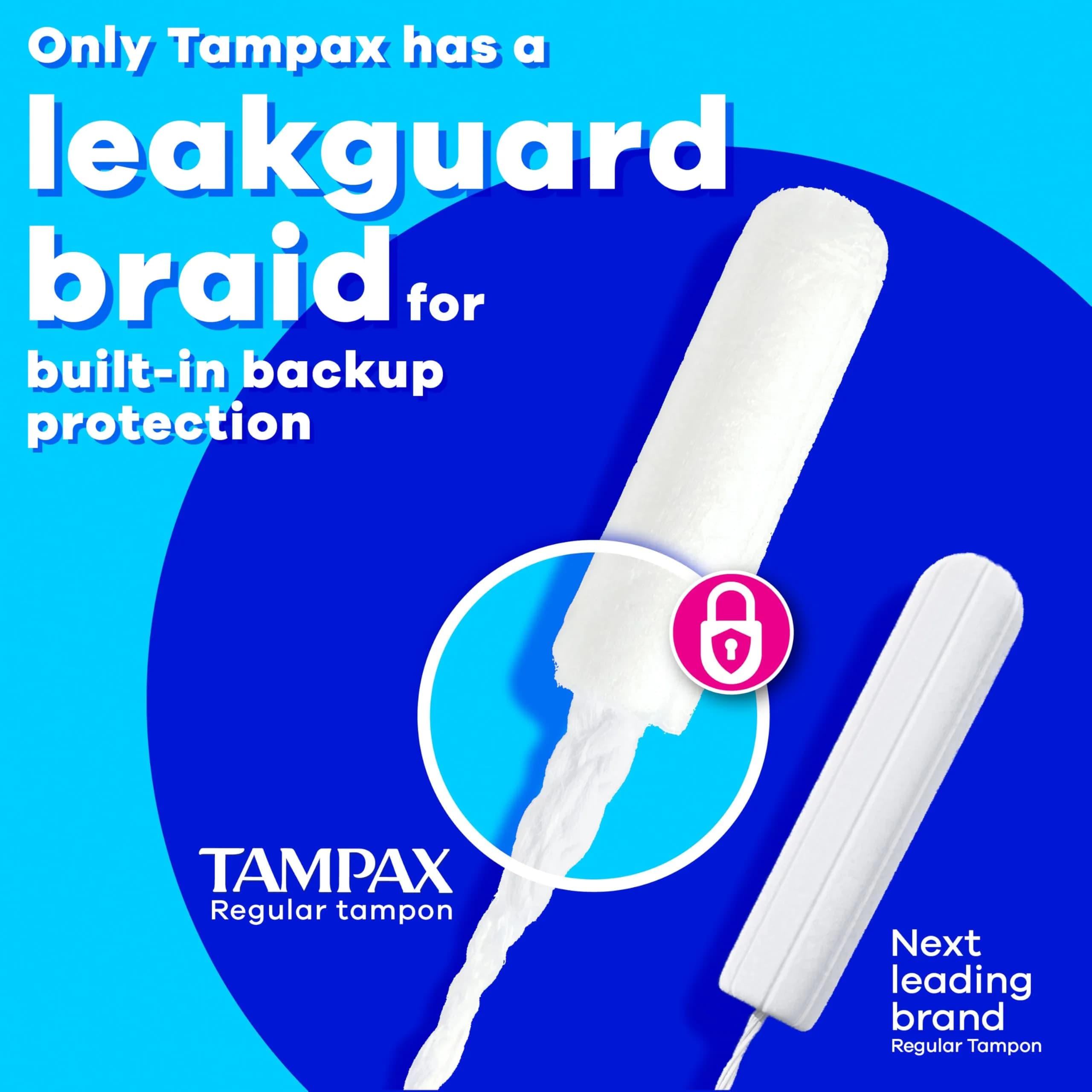 Tampax Pearl Tampons with Leak-Proof Braid, Lightweight/Regular/Super Absorbent, Unscented (Pack of 64) - view 3