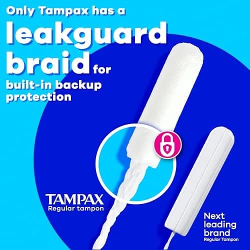 Tampax Pearl Tampons with Leak-Proof Braid, Lightweight/Regular/Super Absorbent, Unscented (Pack of 64) thumbnail 3
