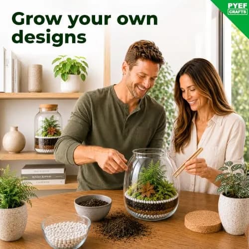 PYEF CRAFTS DIY Terrarium Kit with Succulents & Indoor Plants Supplies | 1.9L (64 fl oz) thumbnail 5