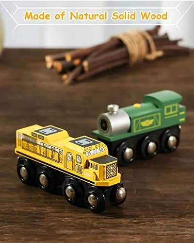 SainSmart Jr. Wooden Train Set Accessories Magnetic Toy Cars 10 PCS | Compatible with Major Brands thumbnail 2
