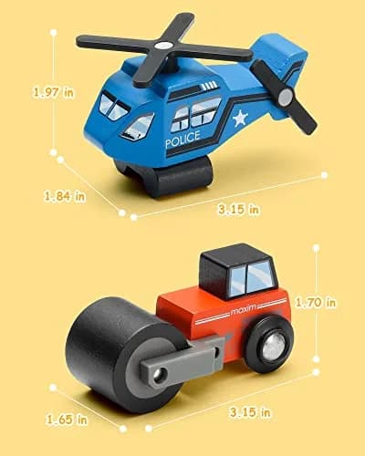 SainSmart Jr. Wooden Train Set Accessories Toy Cars (10 PCS) - 16.6cm x 23.7cm x 5.9cm | Compatible with Major Brands thumbnail 3