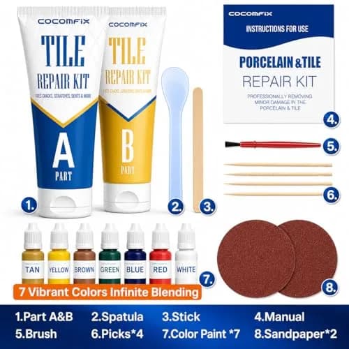 cocomfix Tile Repair Kit, Porcelain & Ceramic Chip, Crack & Hole Filler (231g / 8.15 oz) | USA-Sourced for Seamless DIY Restoration thumbnail 6