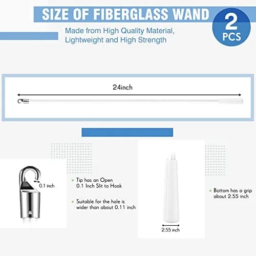 Bokon Fiberglass Blind Wand Replacement 24 Inch | Easy Hook Handle for Horizontal Blinds thumbnail 2
