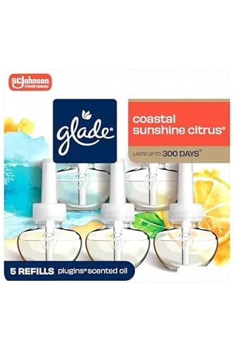 Glade PlugIns Air Freshener Refills Coastal Sunshine Citrus 3.35 fl oz (5 Count) | Scented Oil with Essential Oils thumbnail 1
