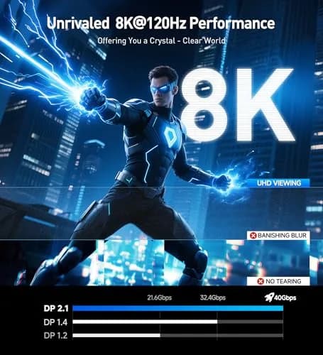 Cable Matters VESA Certified DisplayPort 2.1 Cable 1m (3.3ft) | 40Gbps DP40 8K 120Hz, 4K 240Hz thumbnail 4