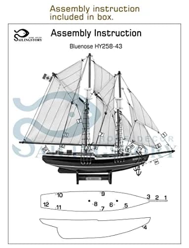 SAILINGSTORY Bluenose Wooden Sailboat Model Ship 43.18cm (17"L x 3"W x 14.20"H) | 1:110 Scale Replica thumbnail 4