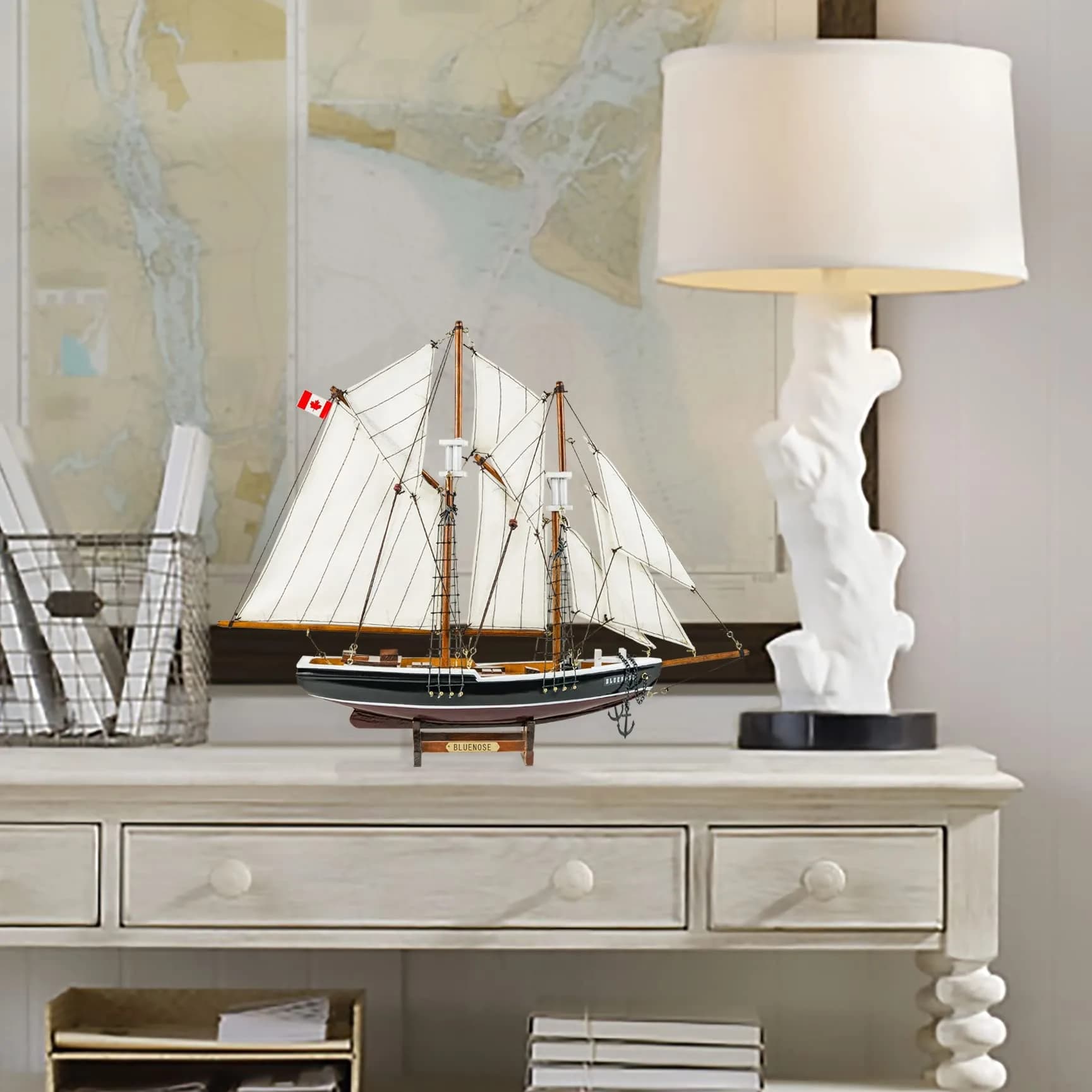SAILINGSTORY Bluenose Wooden Sailboat Model Ship 43.18cm (17"L x 3"W x 14.20"H) | 1:110 Scale Replica - view 5