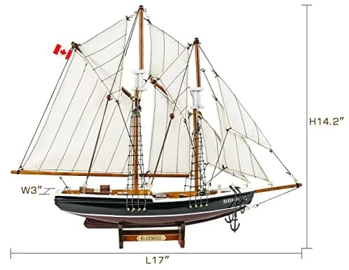 SAILINGSTORY Bluenose Wooden Sailboat Model Ship 43.18cm (17"L x 3"W x 14.20"H) | 1:110 Scale Replica thumbnail 2