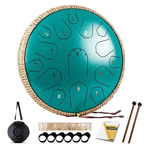 HOPWELL Steel Tongue Drum 15 Note 14 Inch | Hand Pan Percussion Instrument with Music Book & Carry Bag thumbnail 1