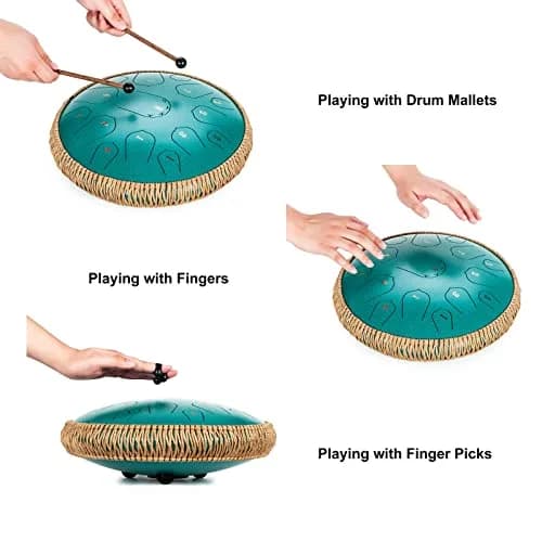 HOPWELL Steel Tongue Drum 15 Note 14 Inch | Hand Pan Percussion Instrument with Music Book & Carry Bag thumbnail 4