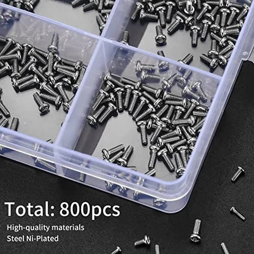 woshilaoDS Tiny Screws for Electronics Assortment Kit M1-M1.7, 800 Pcs | Metric Micro Screws for Repairs thumbnail 5