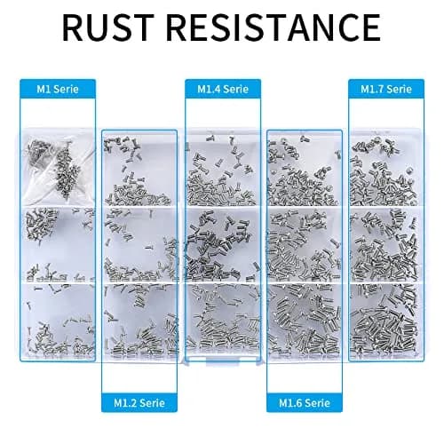 woshilaoDS Tiny Screws for Electronics Assortment Kit M1-M1.7, 800 Pcs | Metric Micro Screws for Repairs thumbnail 3