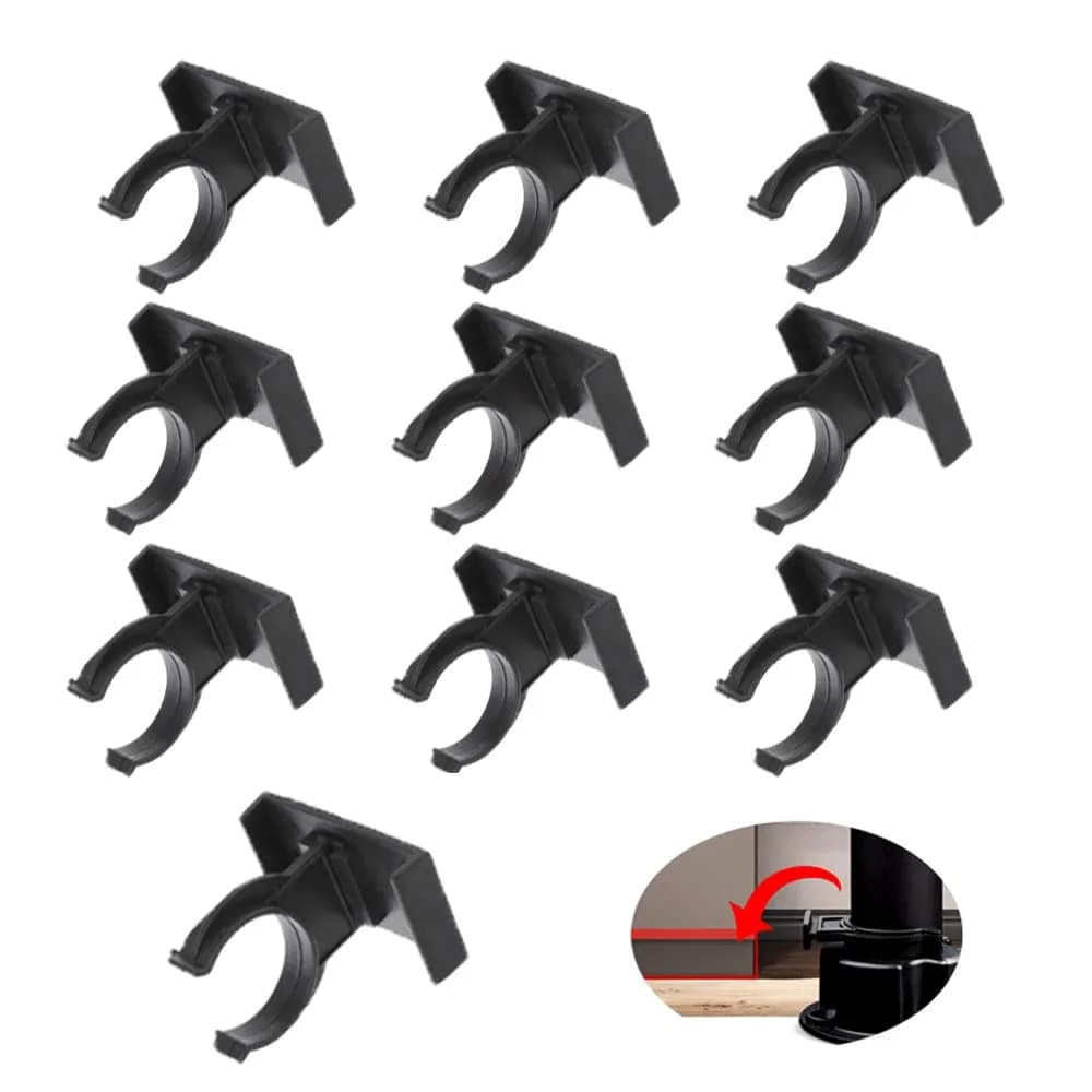 UtySty Cabinet Toe Kick Clips 10 Pack | Black Plastic Fastener Bracket for Adjustable Furniture Legs — 1 inch