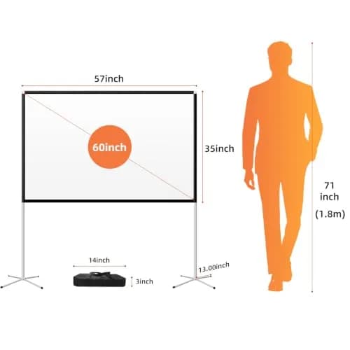 AODIOU Portable Projector Screen 60 Inch 16:9 | Wrinkle-Free Lightweight with Stand thumbnail 5