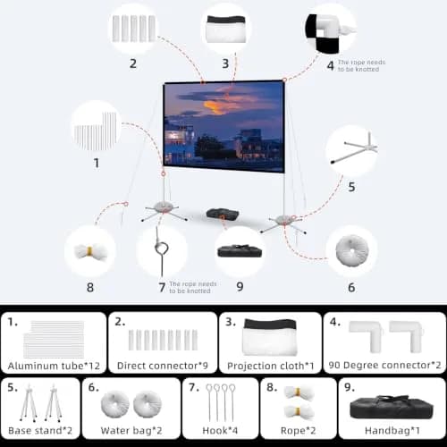 AODIOU Portable Projector Screen 60 Inch 16:9 | Wrinkle-Free Lightweight with Stand thumbnail 3