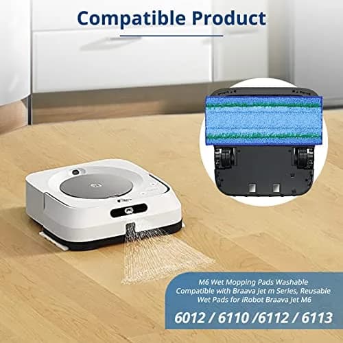 LINNIW M6 Wet Mopping Pads for iRobot Braava Jet m6 Robot Mop, 6 Pack Blue Rectangular thumbnail 6