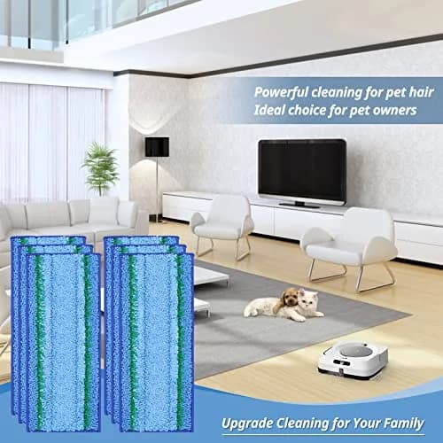 LINNIW M6 Wet Mopping Pads for iRobot Braava Jet m6 Robot Mop, 6 Pack Blue Rectangular thumbnail 8