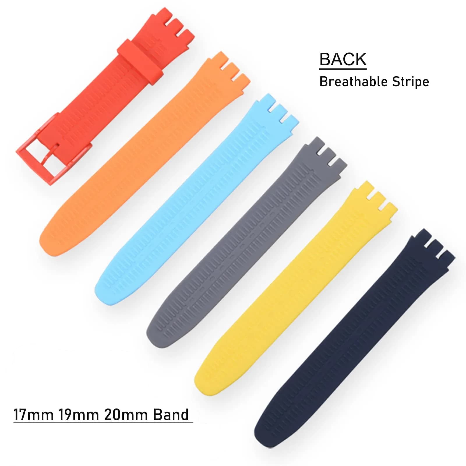 Lijinlan Replacement Silicone Watch Band for Swatch 19mm LightBlue | Waterproof & Breathable Strap - view 4
