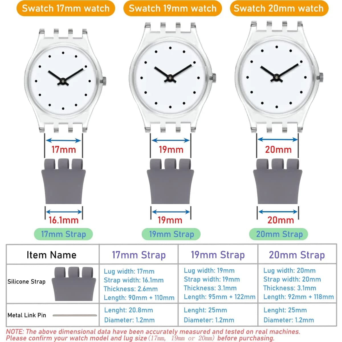 Lijinlan ClearWhite Silicone Watch Band for Swatch 20mm | Waterproof & Breathable Replacement Strap - view 6