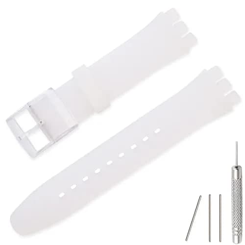 Lijinlan ClearWhite Silicone Watch Band for Swatch 20mm | Waterproof & Breathable Replacement Strap thumbnail 1