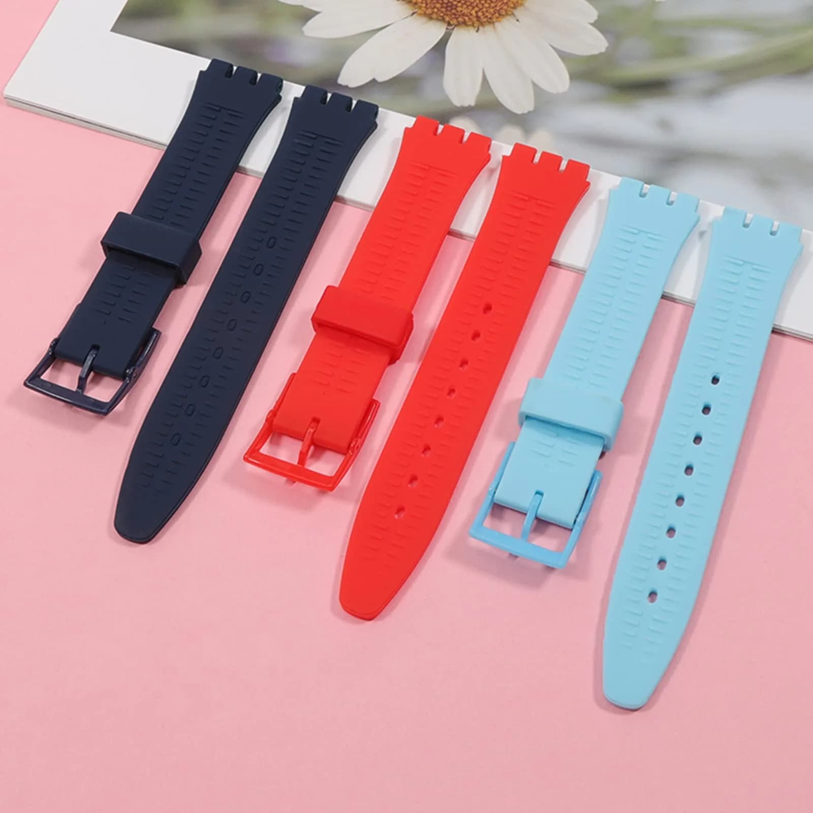 Lijinlan Red 17mm Silicone Replacement Watch Band for Swatch (19mm Lug Width) - Waterproof & Breathable - view 4
