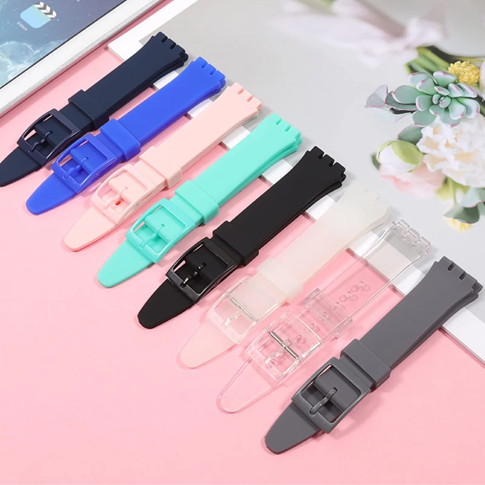 Lijinlan Clear Silicone Replacement Watch Band for Swatch - 17mm Lug Width - view 2