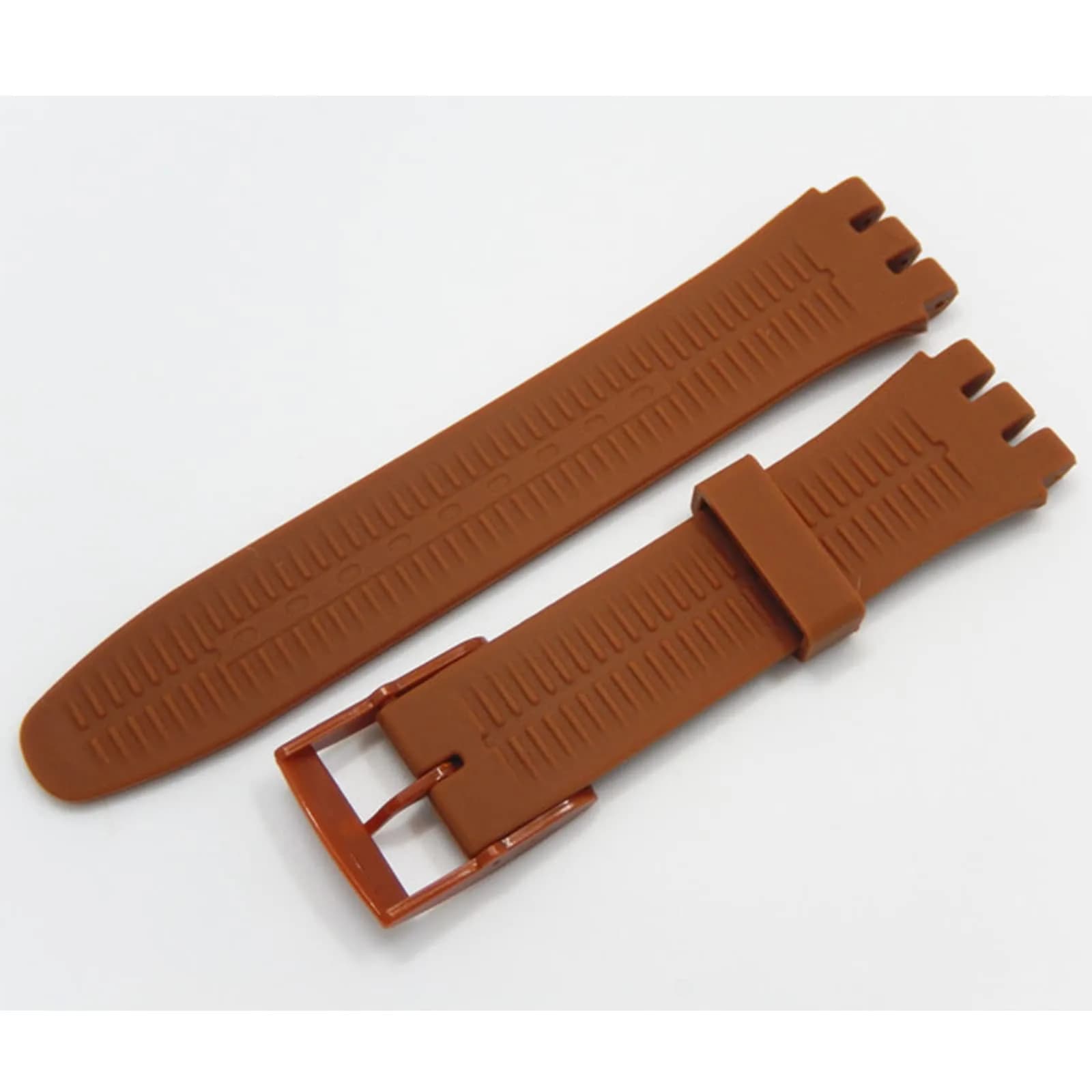 Lijinlan Brown Silicone Replacement Watch Band for Swatch - 19mm Lug Width - view 3