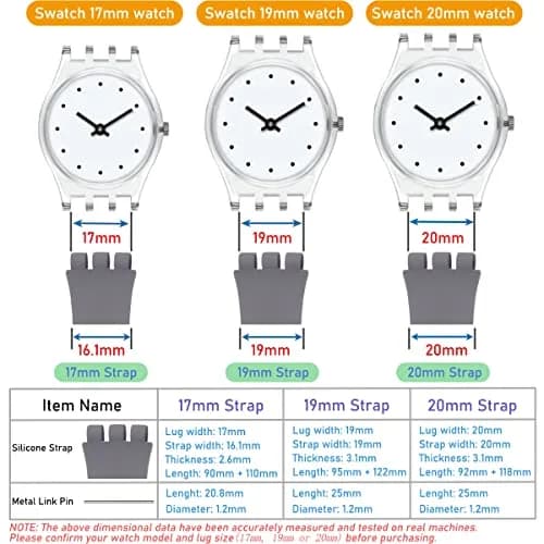 Lijinlan Replacement Silicone Band for Swatch 17mm Watch | Waterproof, Breathable, Easy Install thumbnail 5