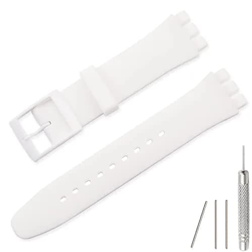 Lijinlan Replacement Silicone Watch Band for Swatch - White, 19mm Lug Width thumbnail 1