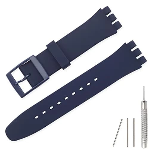 Lijinlan Replacement Silicone Watch Band for Swatch - Navy, 17mm Lug Width thumbnail 1